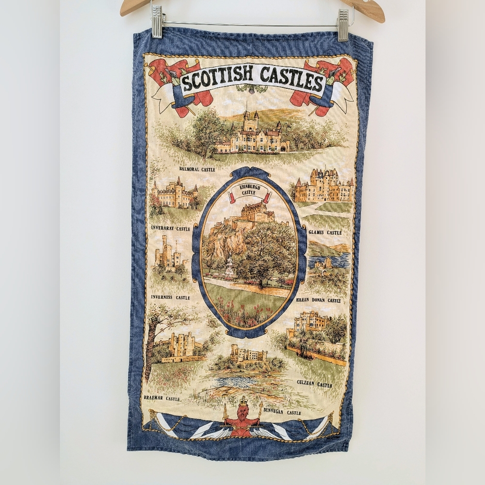 VTG 100% Cotton Scottish Castles Tea Towel  Made in Britain